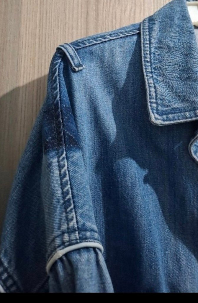 Düğmeli Bol Kesim Mavi Denim Ceket - Görsel 2