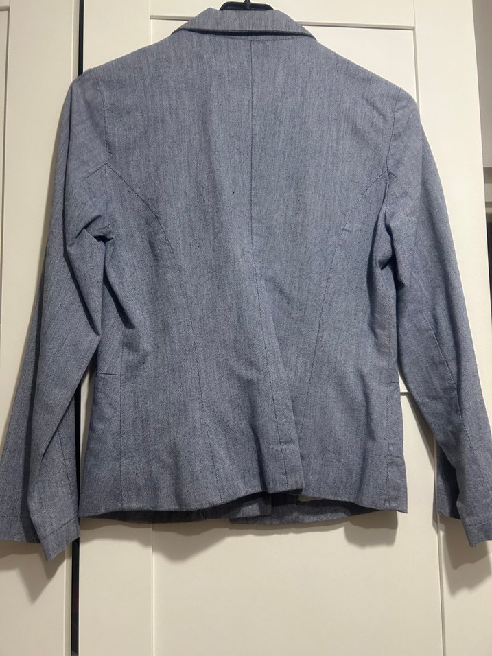 Düğmeli Mavi Denim Kadın Blazer Ceket - Görsel 4