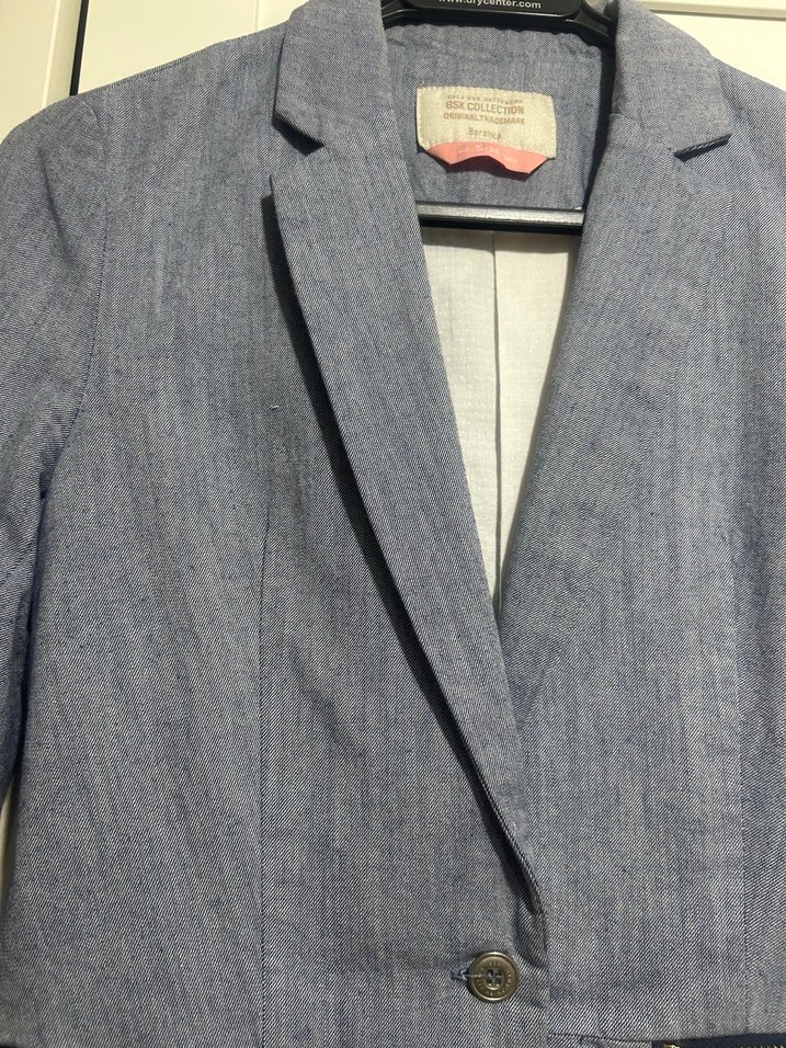 Düğmeli Mavi Denim Kadın Blazer Ceket - Görsel 3