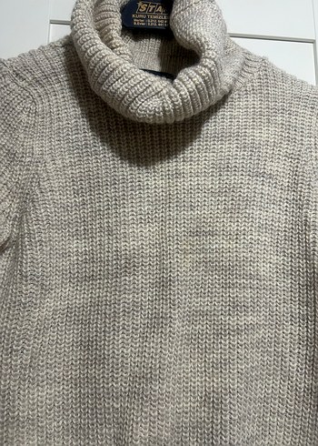 Gri Yüksek Yakalı Örgü Kadın Kazak - Görsel 3