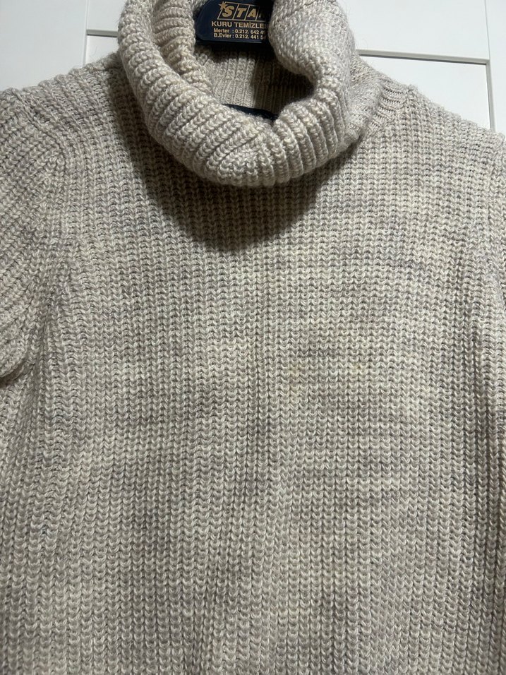 Gri Yüksek Yakalı Örgü Kadın Kazak - Görsel 3