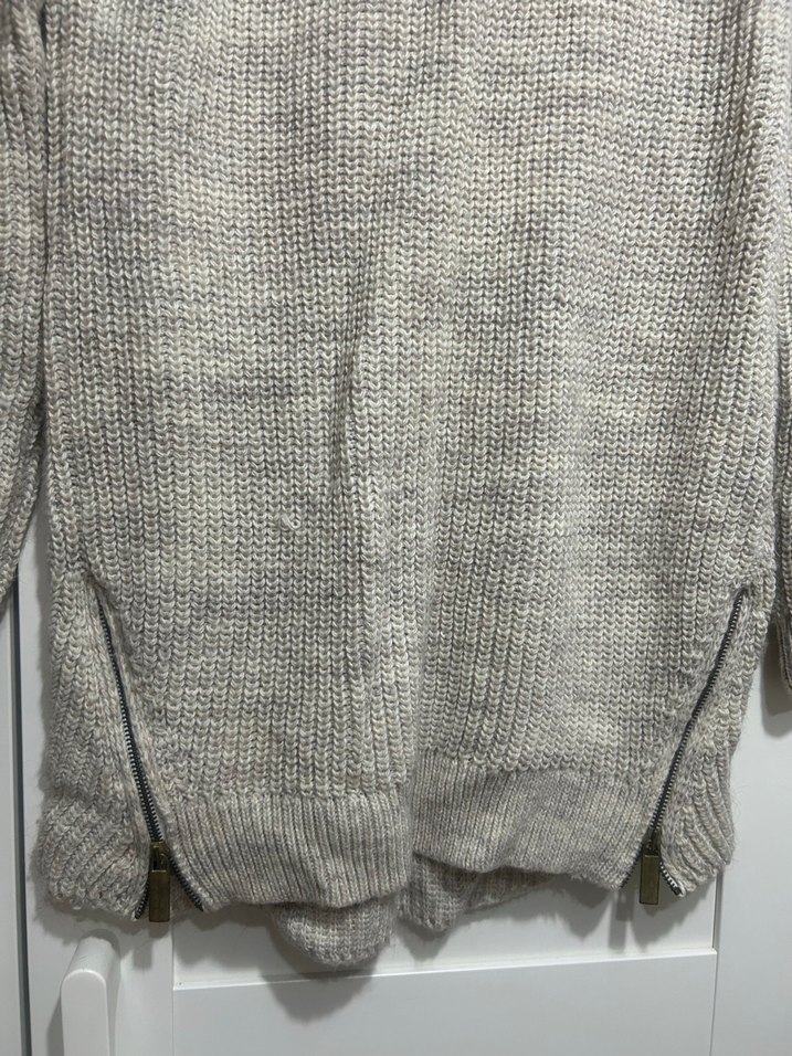 Gri Yüksek Yakalı Örgü Kadın Kazak - Görsel 2