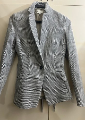 Gri Kadın Düğmeli Ofis Blazeri - Görsel 3