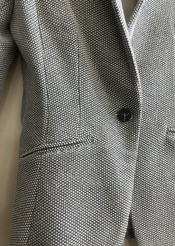 Gri Kadın Düğmeli Ofis Blazeri - Görsel 5