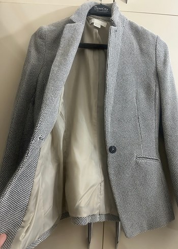 Gri Kadın Düğmeli Ofis Blazeri - Görsel 2