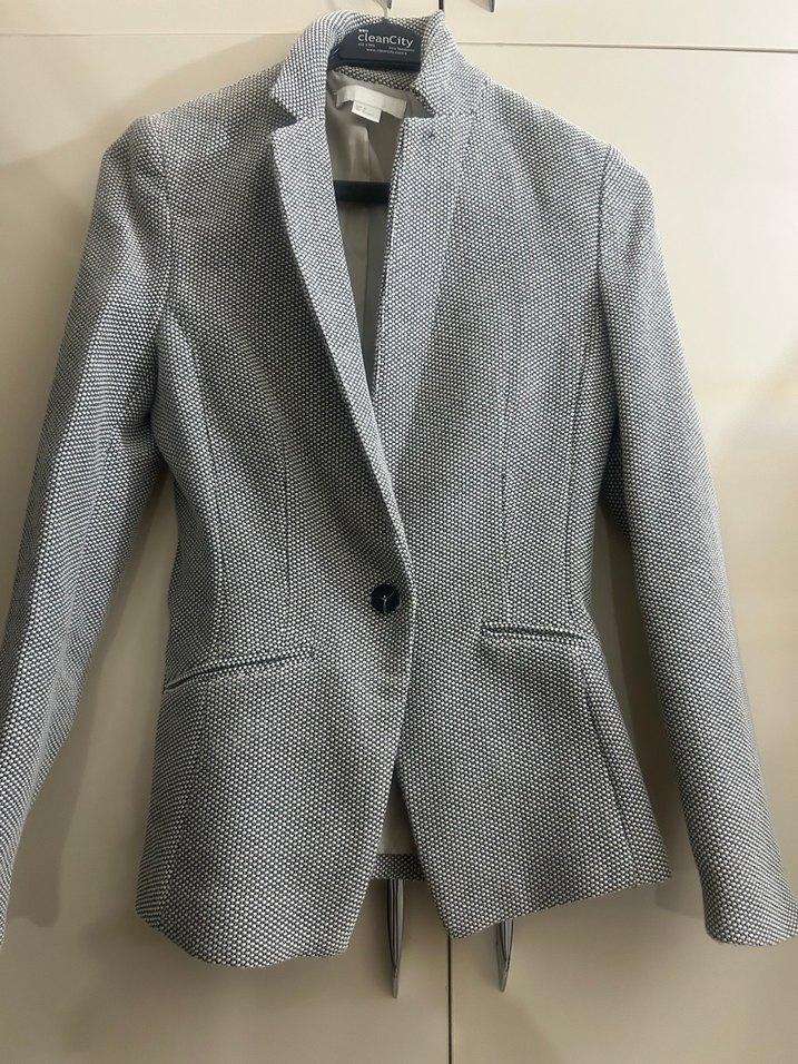 Gri Kadın Düğmeli Ofis Blazeri - Görsel 3