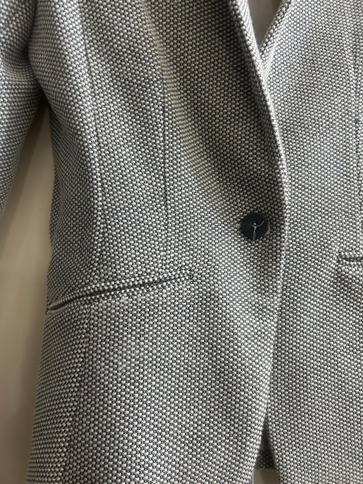 Gri Kadın Düğmeli Ofis Blazeri - Görsel 5