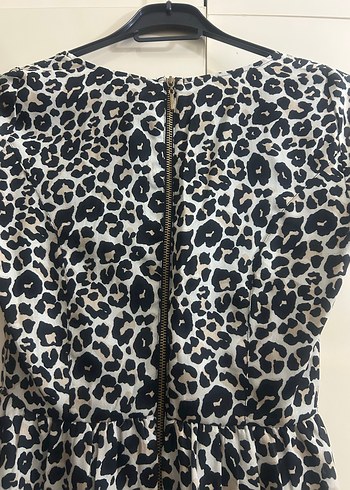 Leopar Desenli V Yaka Midi Elbise - Görsel 5