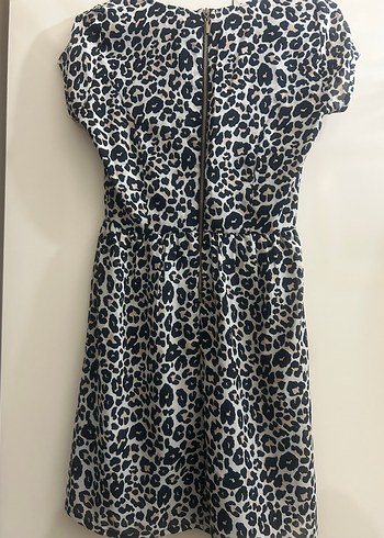 Leopar Desenli V Yaka Midi Elbise - Görsel 4