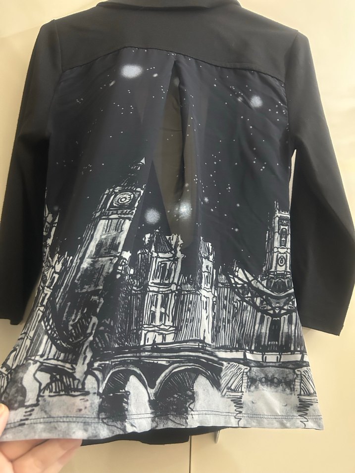 Düğmeli Siyah Midi Kadın Blazer - Görsel 4