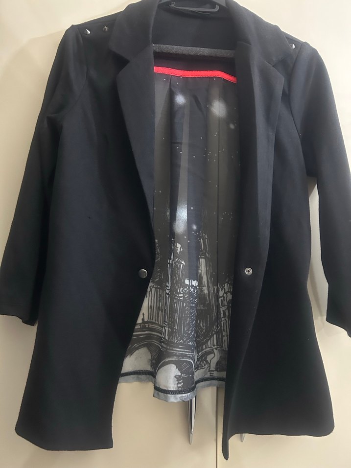 Düğmeli Siyah Midi Kadın Blazer - Görsel 2