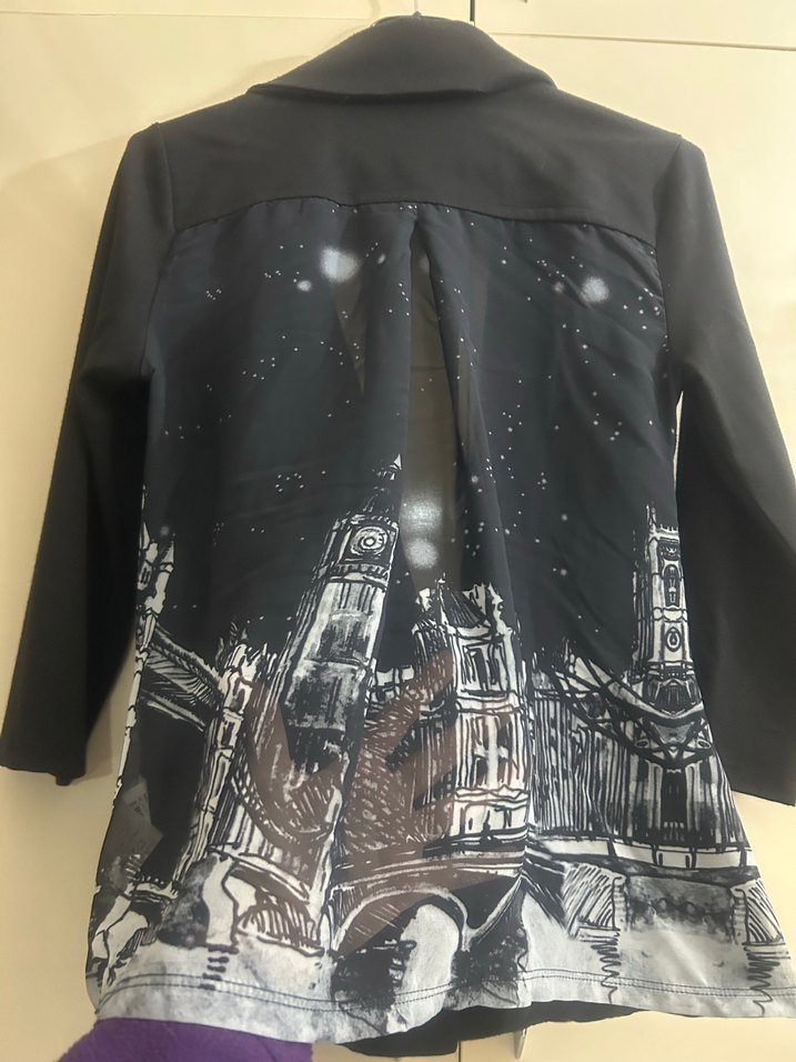 Düğmeli Siyah Midi Kadın Blazer - Görsel 5