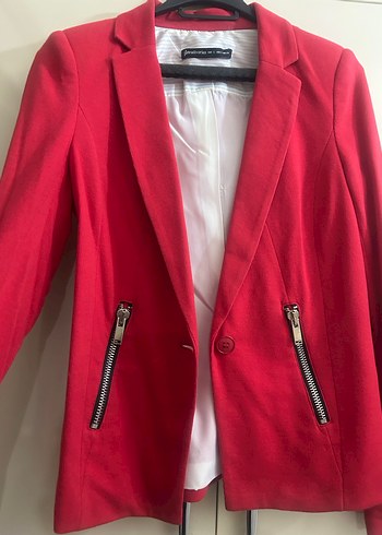 Kırmızı Kadın Midi Blazer Ceket - Görsel 5