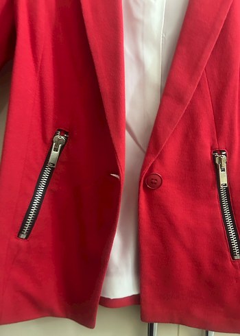 Kırmızı Kadın Midi Blazer Ceket - Görsel 4