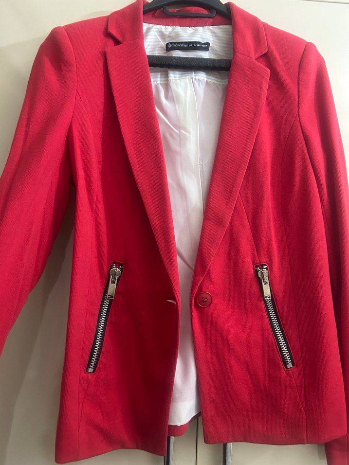 Kırmızı Kadın Midi Blazer Ceket - Görsel 5