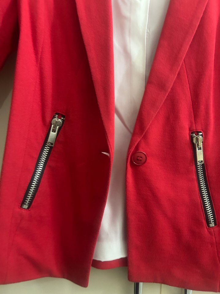 Kırmızı Kadın Midi Blazer Ceket - Görsel 4