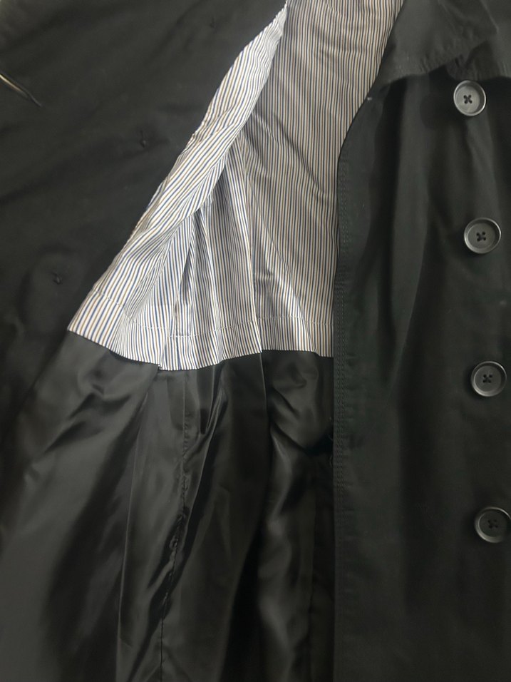 Düğmeli Siyah Kadın Trençkot - Görsel 4