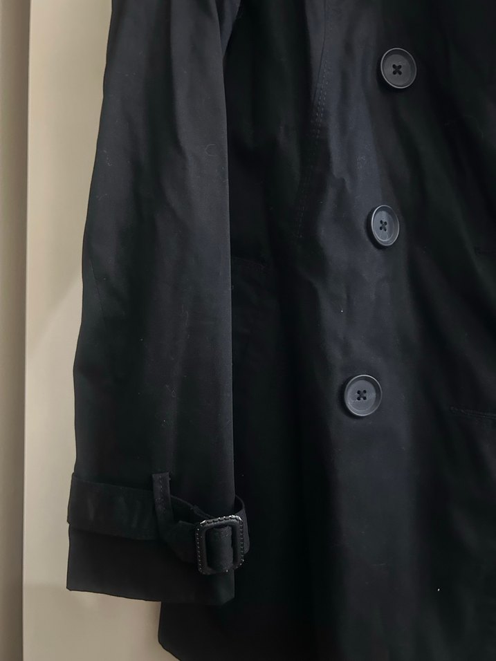 Düğmeli Siyah Kadın Trençkot - Görsel 3