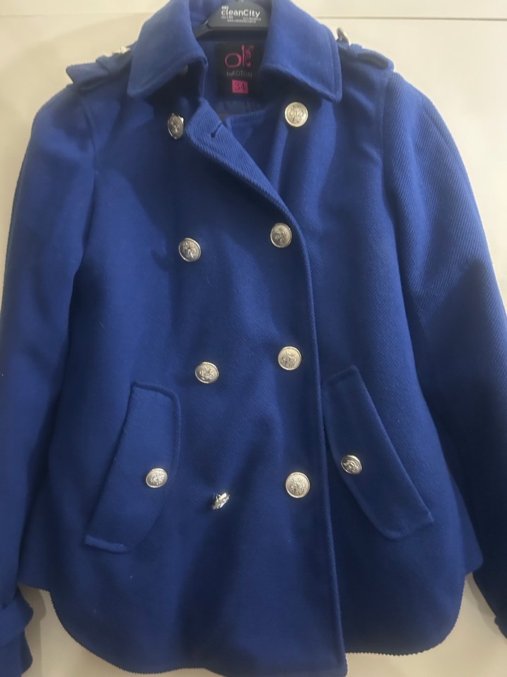 Düğmeli Lacivert Kaban - Görsel 3