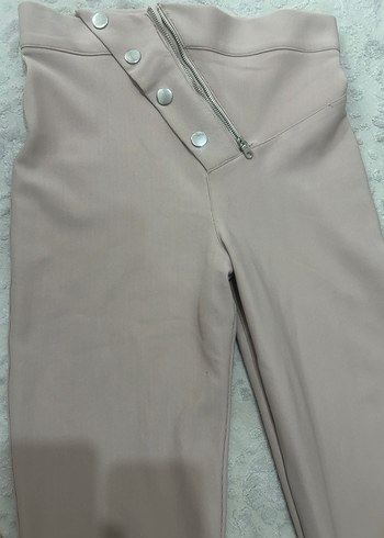 Bej Düğmeli Kadın Polyester Pantolon/Tayt - Görsel 2