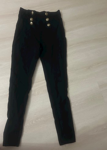 Düğmeli Siyah Kadın Denim Pantolon - Görsel 3