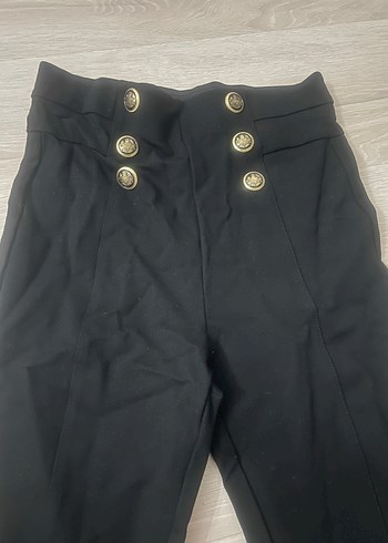 Düğmeli Siyah Kadın Denim Pantolon - Görsel 5