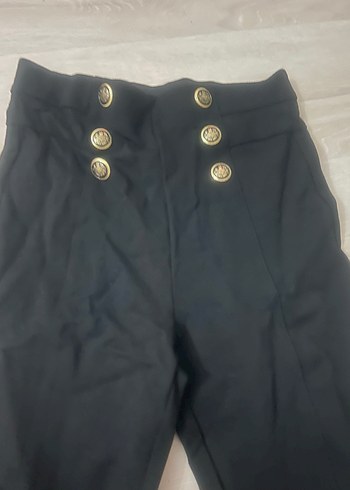 Düğmeli Siyah Kadın Denim Pantolon - Görsel 4