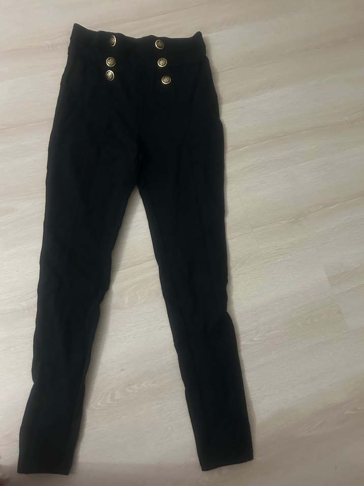 Düğmeli Siyah Kadın Denim Pantolon - Görsel 3