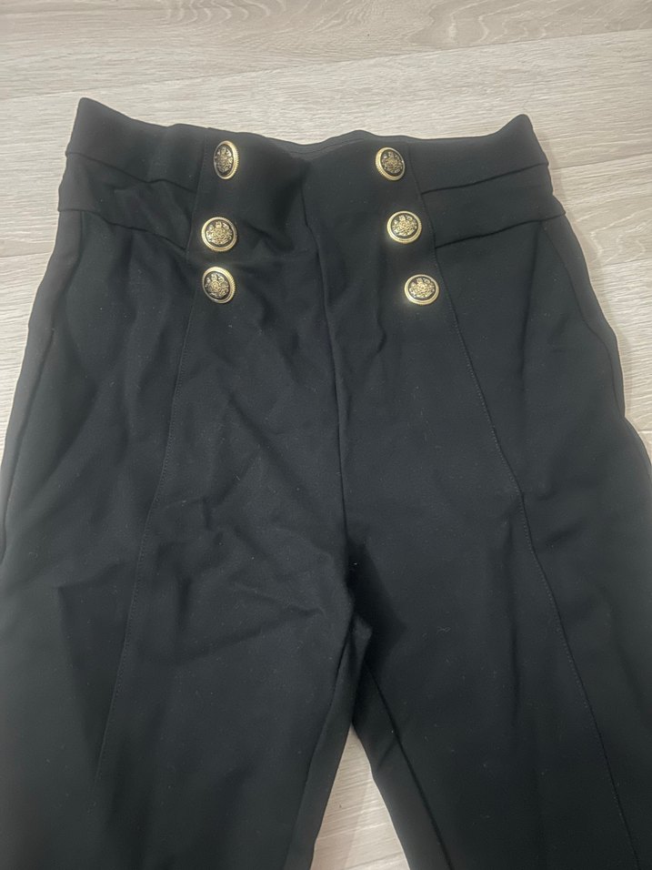 Düğmeli Siyah Kadın Denim Pantolon - Görsel 5