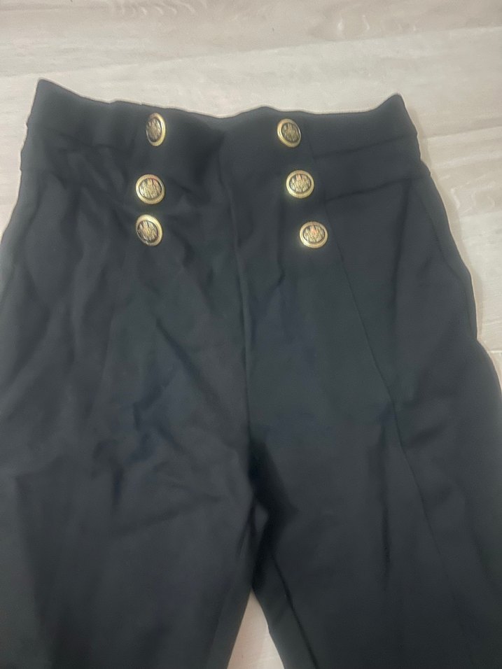 Düğmeli Siyah Kadın Denim Pantolon - Görsel 4