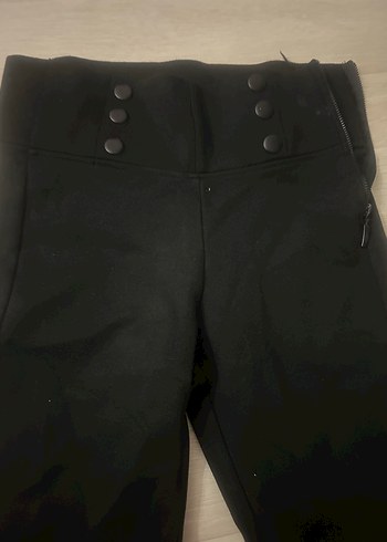 Düğmeli Siyah Kadın Kumaş Pantolon - Görsel 5