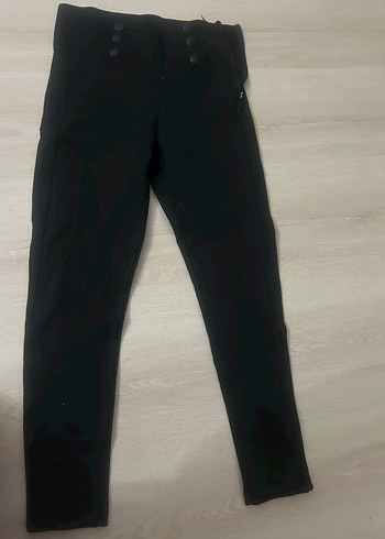 Düğmeli Siyah Kadın Kumaş Pantolon - Görsel 6