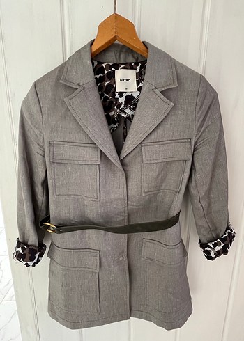 Koton Gri Kemerli Kadın Blazer Ceket