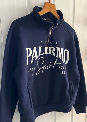 Lacivert Kadın Fermuarlı Sweatshirt