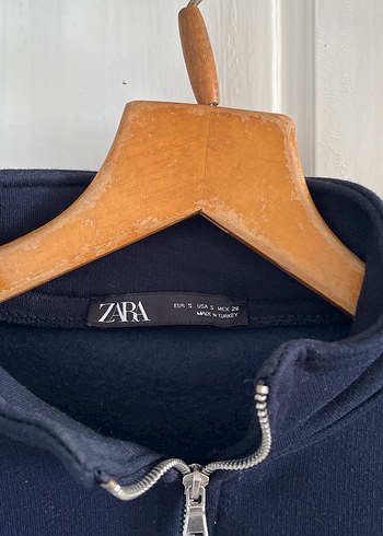 Zara Lacivert Kadın Fermuarlı Sweatshirt
