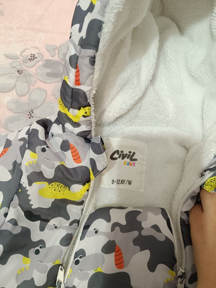 Civil Kışlık Kürklü Kamuflaj Desenli Bebek Tulumu - Görsel 2