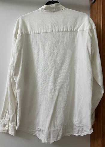 Erkek Beyaz Keten Bohem Gömlek - Görsel 2