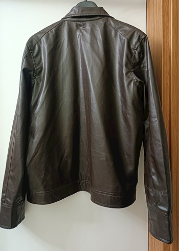 Erkek Kahverengi Deri Biker Ceket - Görsel 3