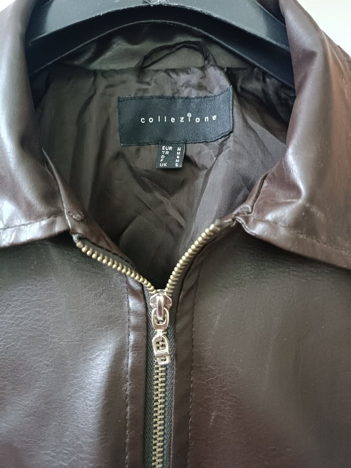 Erkek Kahverengi Deri Biker Ceket - Görsel 2