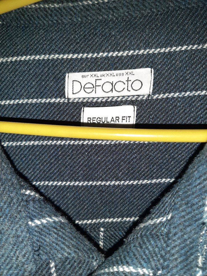 Gri Çizgili Uzun Kollu pamuklu Gömlek - Görsel 2