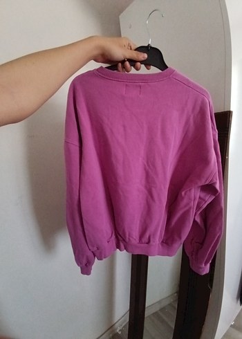 Pull and Bear pembe Baskılı Oversize Sweatshirt