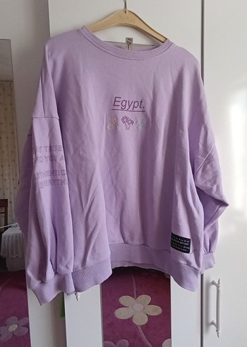 Kadın Mor Salaş Sweatshirt Uzun Kollu