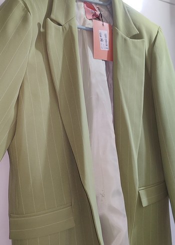 l Beden Yeşil Kadın Midi Blazer Ceket