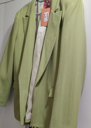 Yeşil Kadın Midi Blazer Ceket