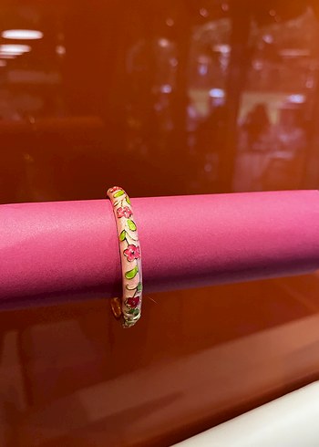 Trend Pembe Çiçek Desenli Renkli Kadın Bilezik
