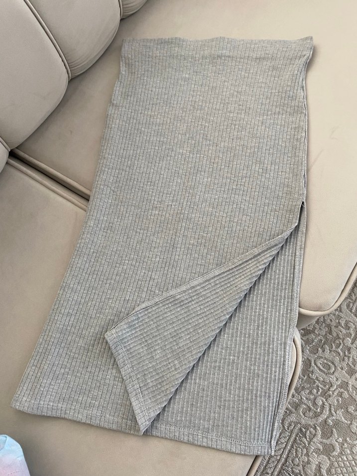 Gri Triko Hamile Uzun Etek - Görsel 2