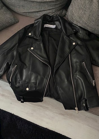 Bershka Siyah Deri Biker Ceket