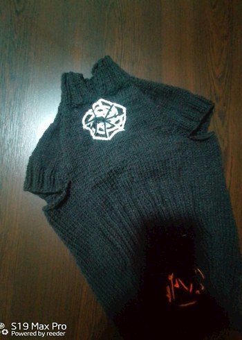 Nakışlı Siyah Goth Örgü Köpek Kazağı - Görsel 3