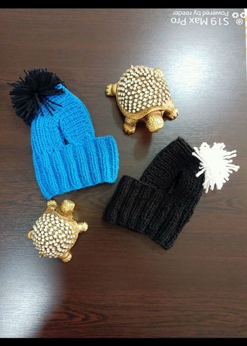 Pati Örgü Bere Siyah ve Mavi - Görsel 5