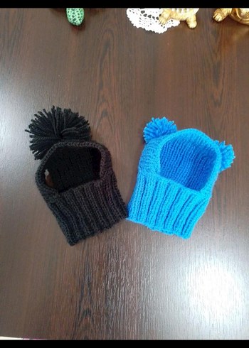 Pati Örgü Bere Siyah ve Mavi - Görsel 3